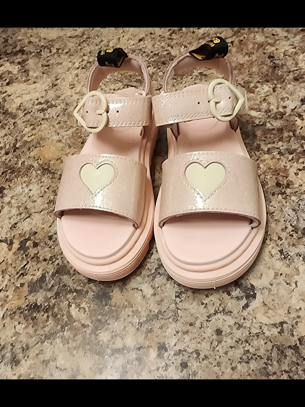 Dr. Martens Kids Pink Heart Sandals Size 12 US / 29 EU